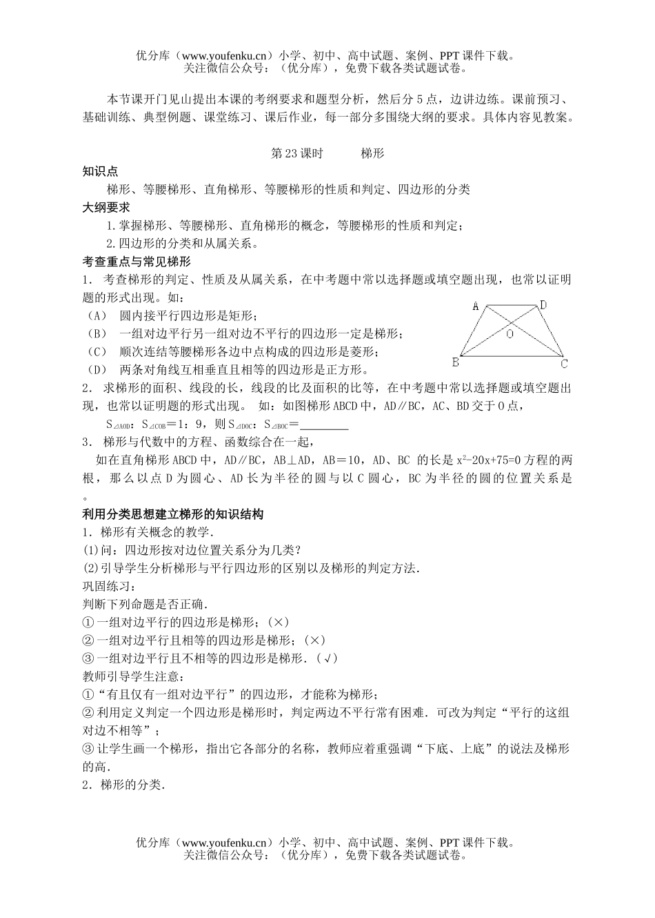 初中九年级数学梯形试卷_第2页
