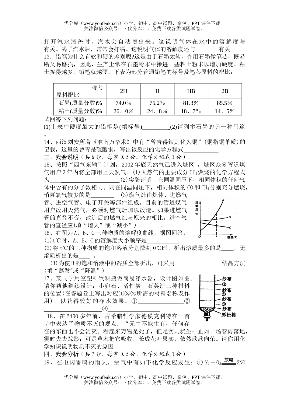 初中化学四月月考试卷_第3页