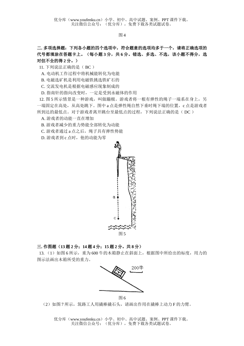 初中九年级物理中考30试卷_第3页
