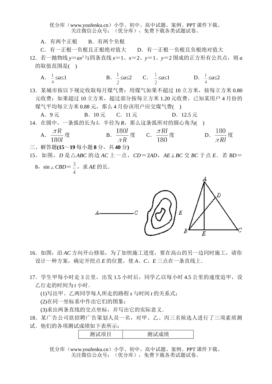 初中九年级数学中考模拟(五)试卷_第2页