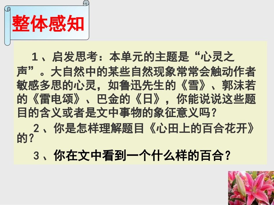《心田上的百合花》PPT课件[鲁教版八年级语文上册]_第3页