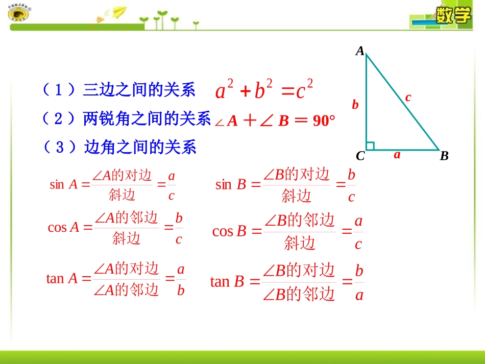 《解直角三角形》锐角三角函数PPT课件[人教版九年级数学]_第3页