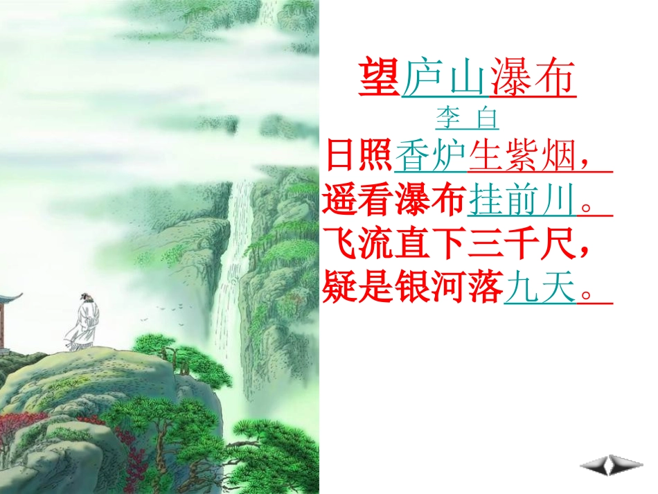 《望庐山瀑布》PPT课件[湘教版三年级语文上册]_第2页