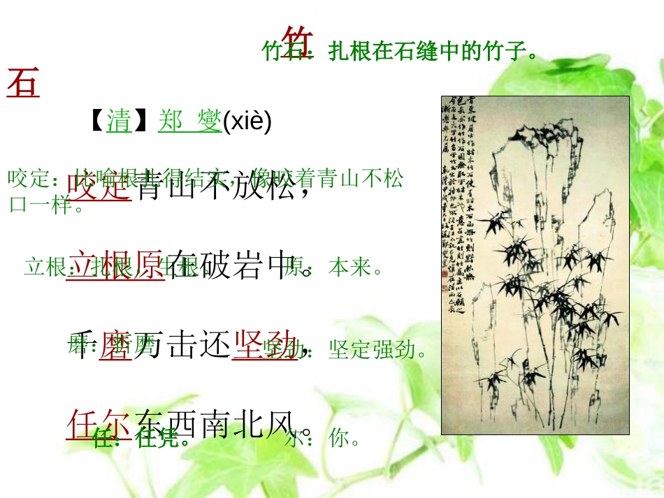 《竹石》PPT课件[湘教版六年级语文下册]_第3页