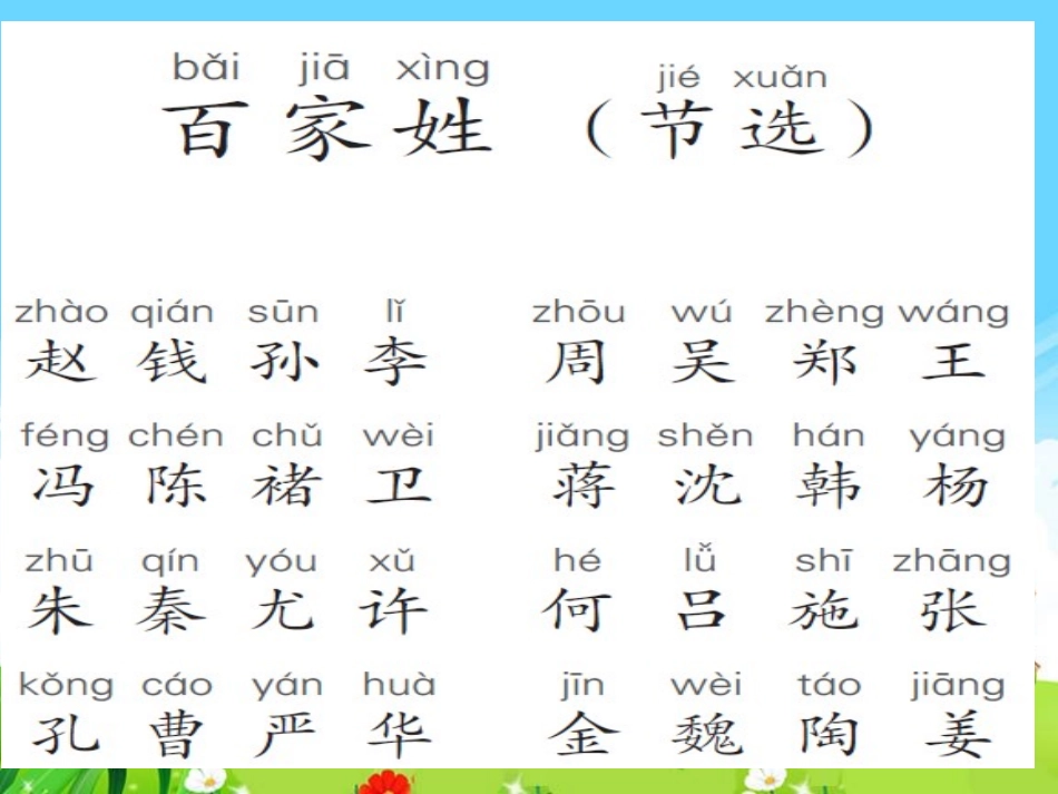 《百家姓》PPT课件[S版一年级语文下册]_第3页