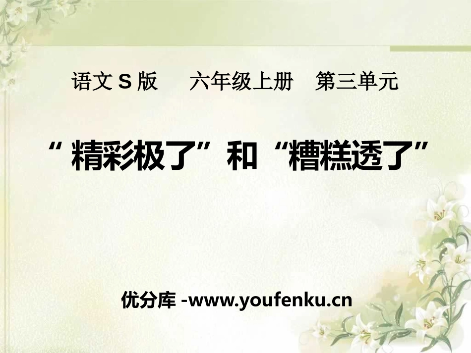 《“精彩极了”和“糟糕透了”》PPT课件[S版六年级语文]_第1页