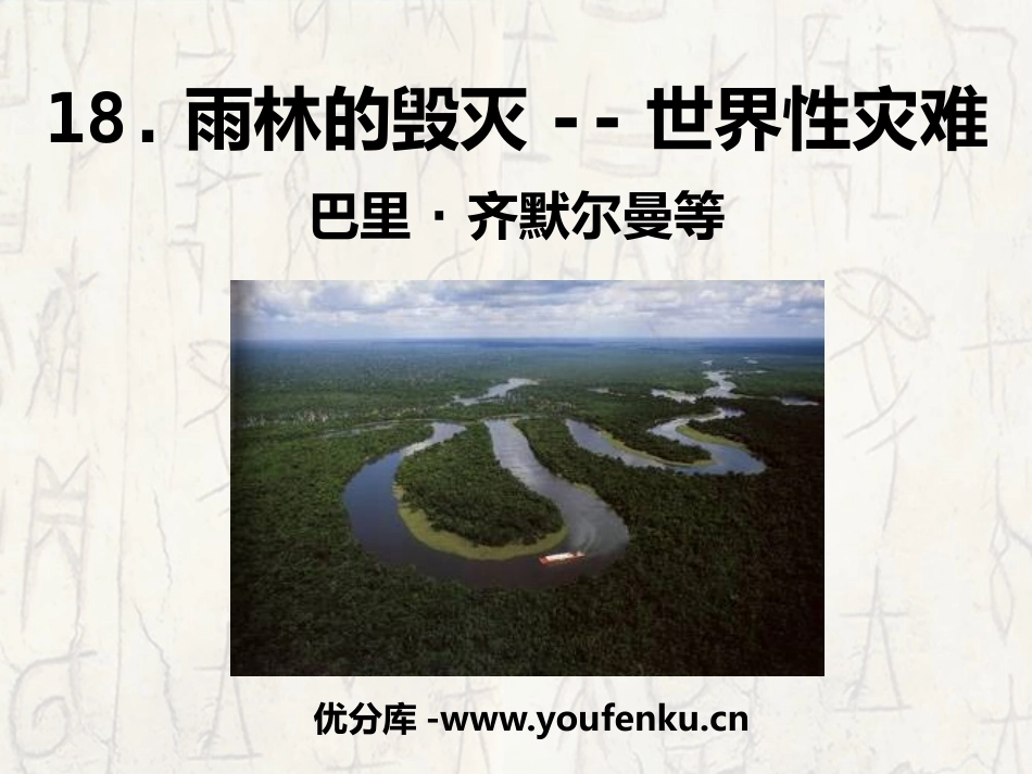 《雨林的毁灭-世界性灾难》PPT课件[语文版八年级语文]_第1页