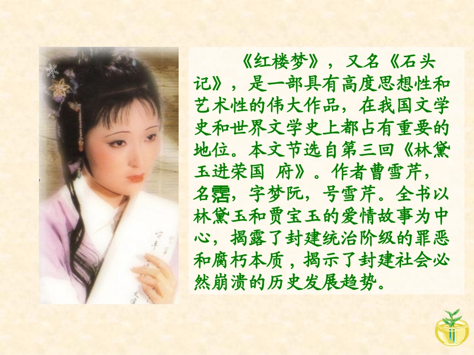 《黛玉初进荣国府》PPT课件[A版六年级语文下册]_第2页