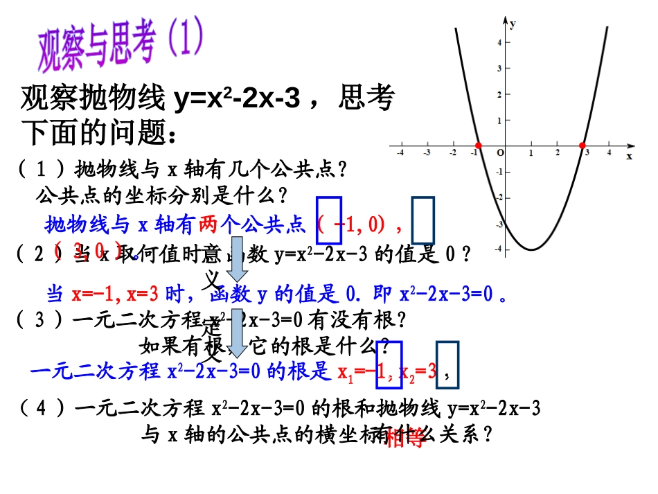 《二次函数的图像与一元二次方程》PPT课件[青岛版九年级数学]_第3页