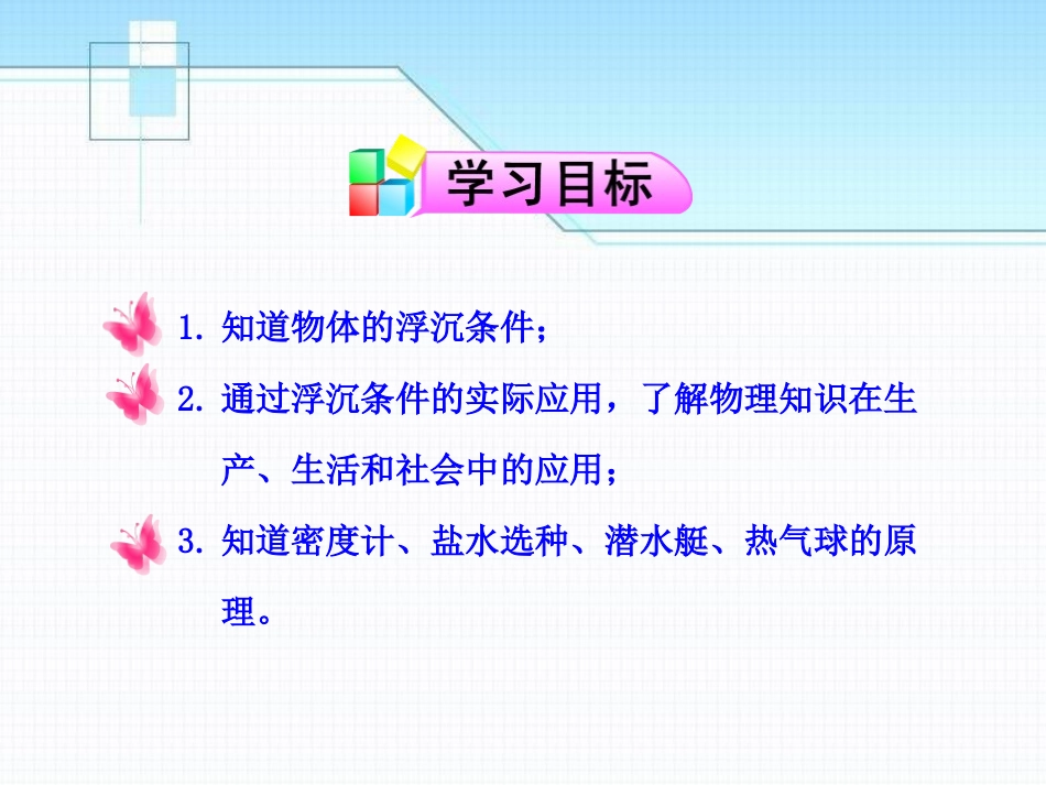 《物体的浮与沉》浮力PPT课件[沪科版八年级物理]_第1页