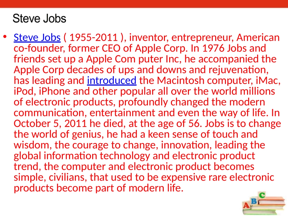 《Steve Jobs》PPT课件[广州版六年级英语下册]_第3页