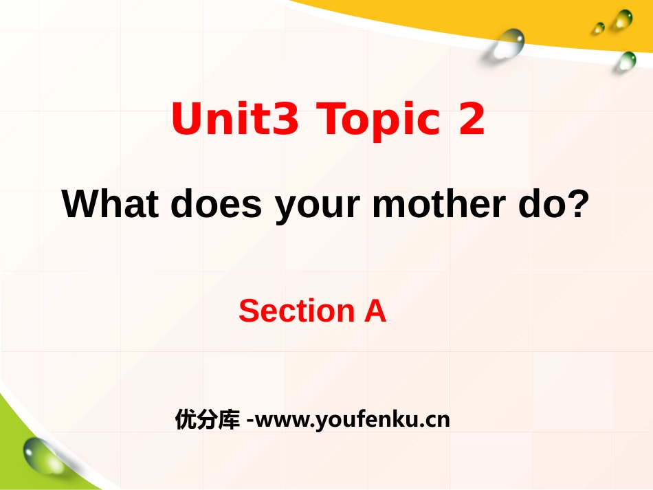 《What does your mother do?》SectionA PPT课件_第1页