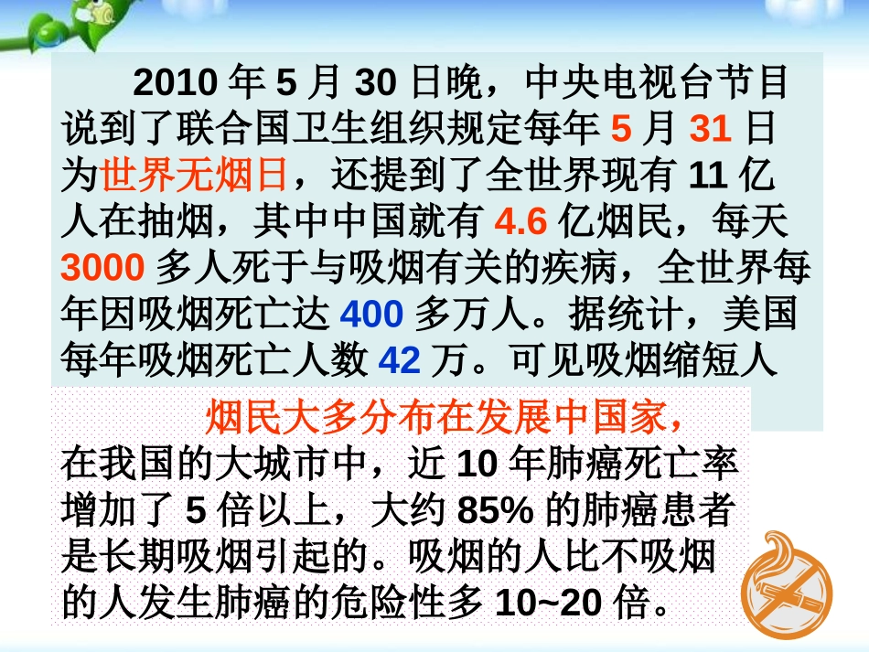 《拒绝吸烟 做健康青少年》PPT课件[节日主题班会PPT]_第3页