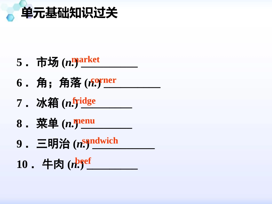 《单元基础知识过关》Food and Restaurants PPT课件_第3页