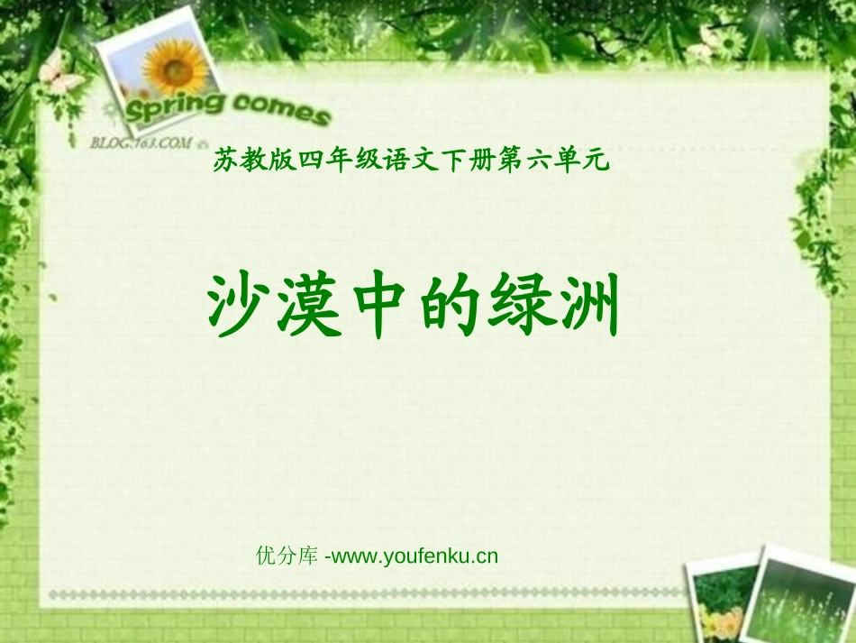《沙漠中的绿洲》PPT课件[苏教版四年级语文下册]_第1页