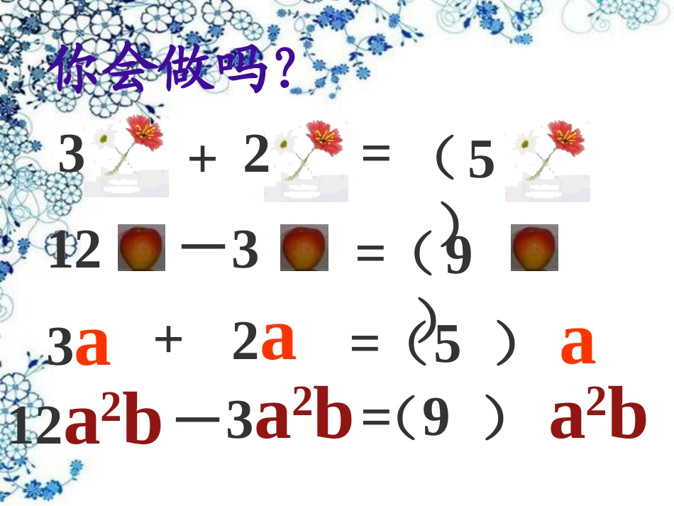 《合并同类项》整式及其加减PPT课件[北师大版七年级数学]_第3页