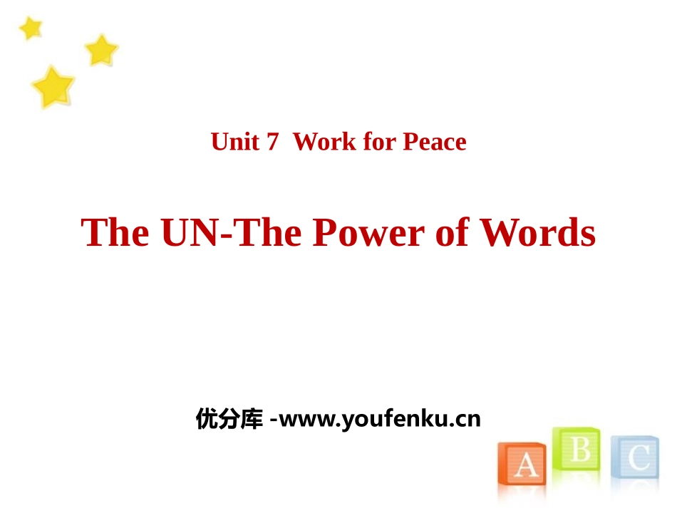 《The UN-The Power of Words》Work for Peace PPT课件_第1页