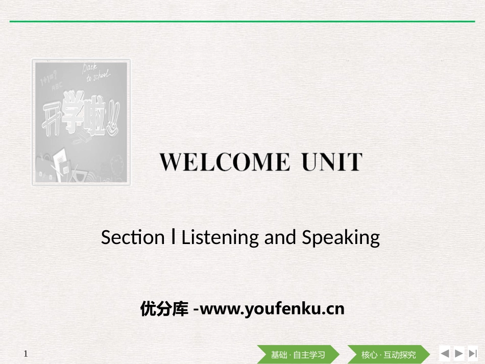 《Welcome Unit》Listening and Speaking PPT课件_第1页