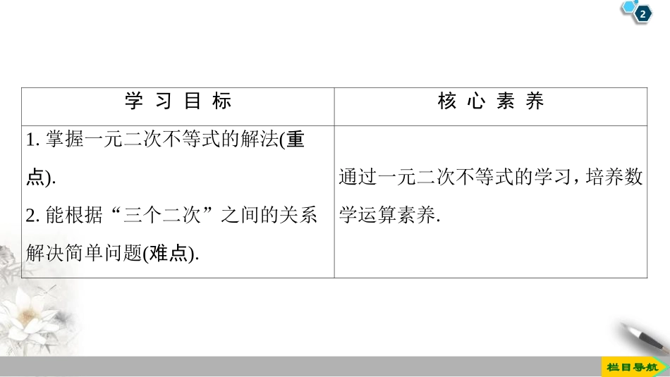 《二次函数与一元二次方程、不等式》一元二次函数、方程和不等式PPT课件_第2页