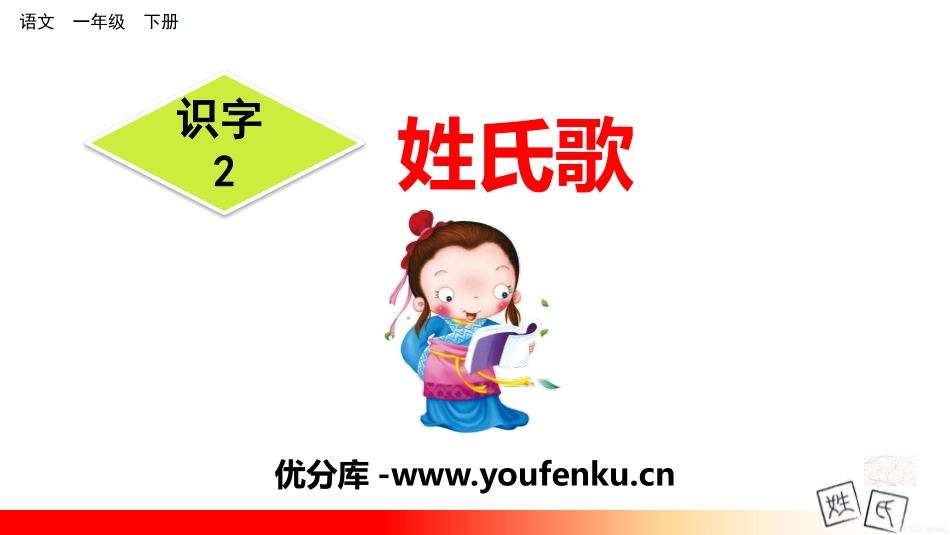 识字《姓氏歌》PPT课件[部编版一年级语文下册]_第1页