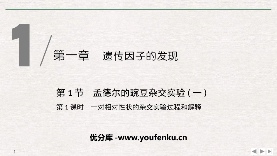 《孟德尔的豌豆杂交实验》遗传因子的发现PPT课件_第1页