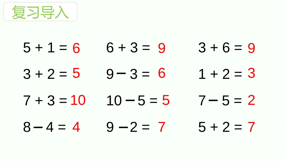 《连加连减》6-10的认识和加减法PPT教学课件_第2页