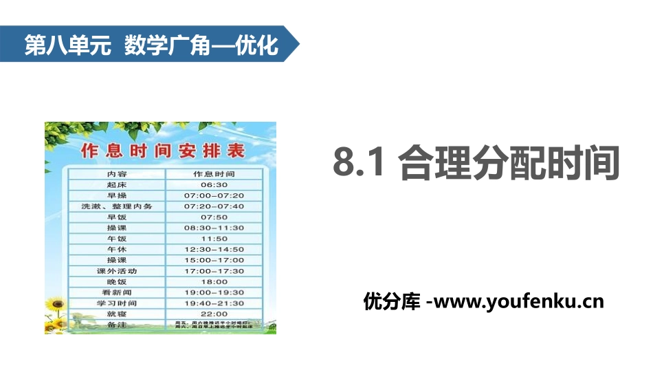 《合理分配时间》数学广角-优化PPT课件[人教版四年级数学]_第1页