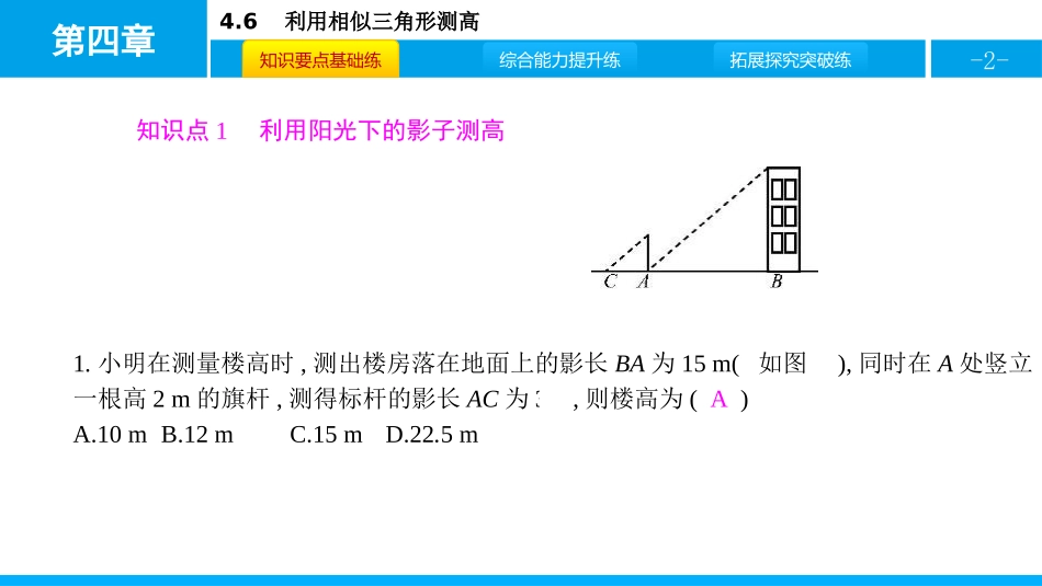 《利用相似三角形测高》图形的相似PPT课件[北师大版九年级数学]_第2页