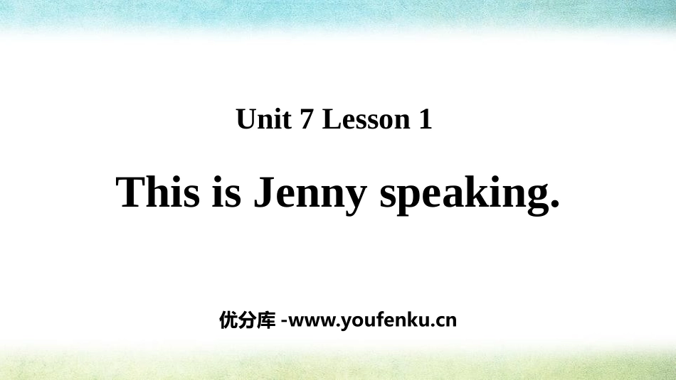 《This is Jenny speaking》Communications PPT课件_第1页