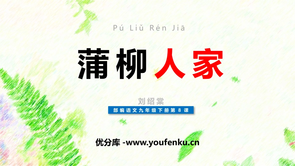《蒲柳人家》PPT优秀课件[部编版九年级语文下册]_第1页