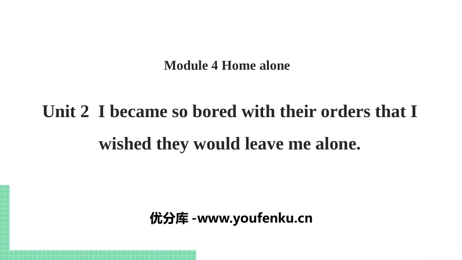 《I became so bored with their orders that I wished they would leave me alone》Home alone PPT课件_第1页