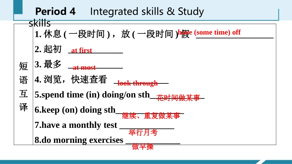《School life》Integrated skills & Study skills PPT习题课件_第3页
