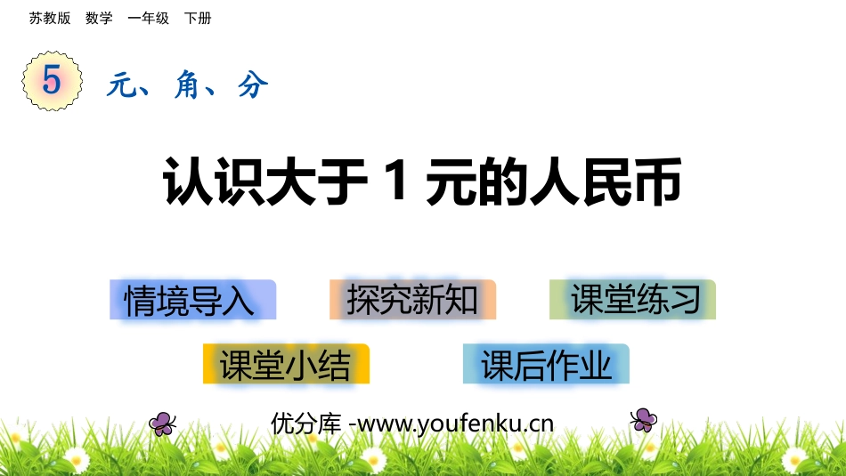 《认识1元以上人民币》元角分PPT课件[苏教版一年级数学]_第1页