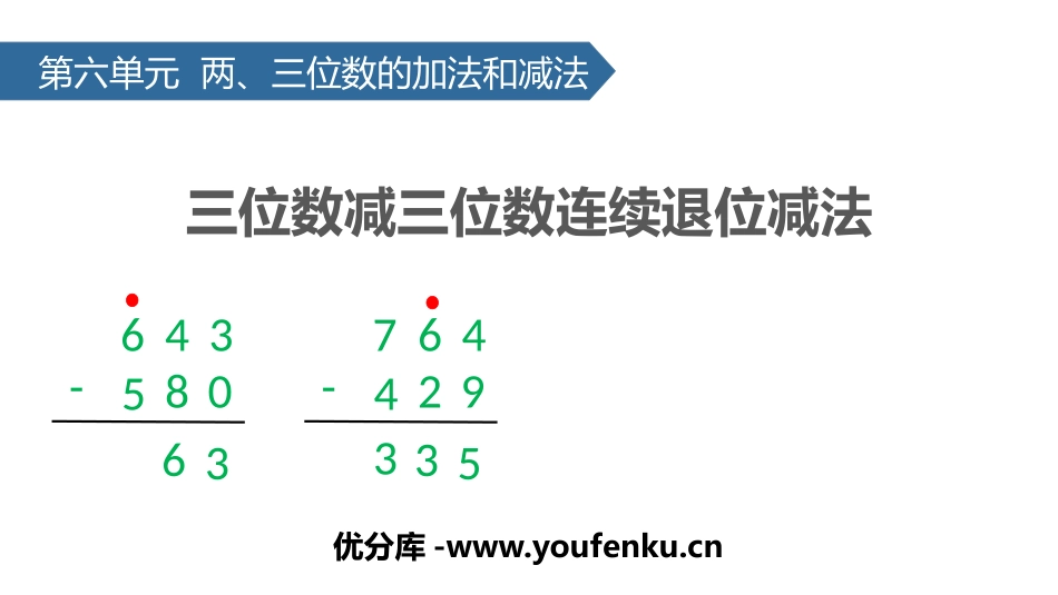 《三位数减三位数连续退位减法》两三位数的加法和减法PPT教学课件_第1页