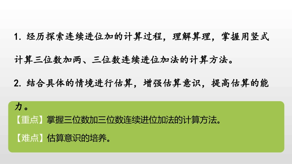 《三位数加三位数连续进位加法》两三位数的加法和减法PPT课件_第2页