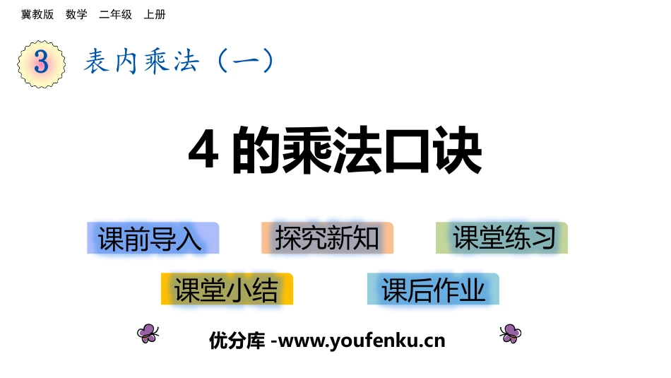 《4的乘法口诀》表内乘法PPT教学课件[冀教版二年级数学]_第1页