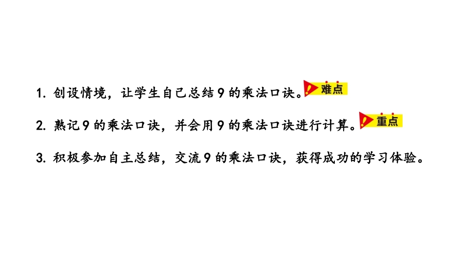 《9的乘法口诀》表内乘法和除法PPT课件[冀教版二年级数学]_第2页