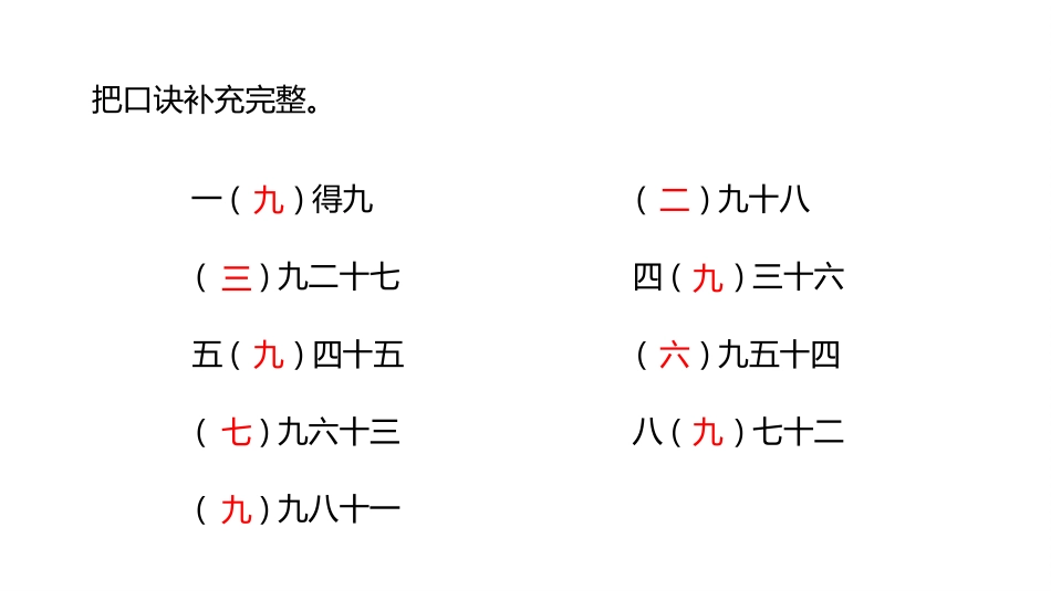《用9的乘法口诀求商》表内乘法和除法PPT课件[冀教版二年级数学]_第3页