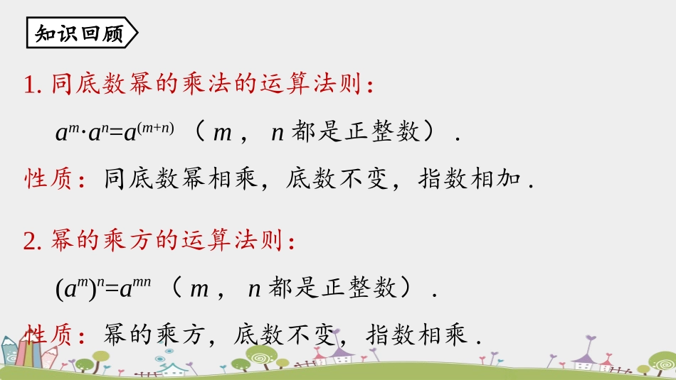 知识回顾《积的乘方》整式的乘法与因式分解PPT课件_第2页