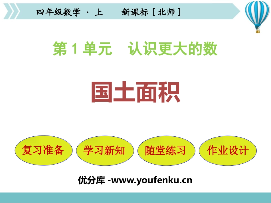 《国土面积》认识更大的数PPT教学课件[北师大版四年级数学]_第1页