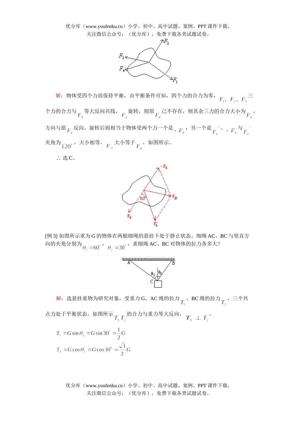 高中一年级物理共点力作用物体的平衡试卷_第2页