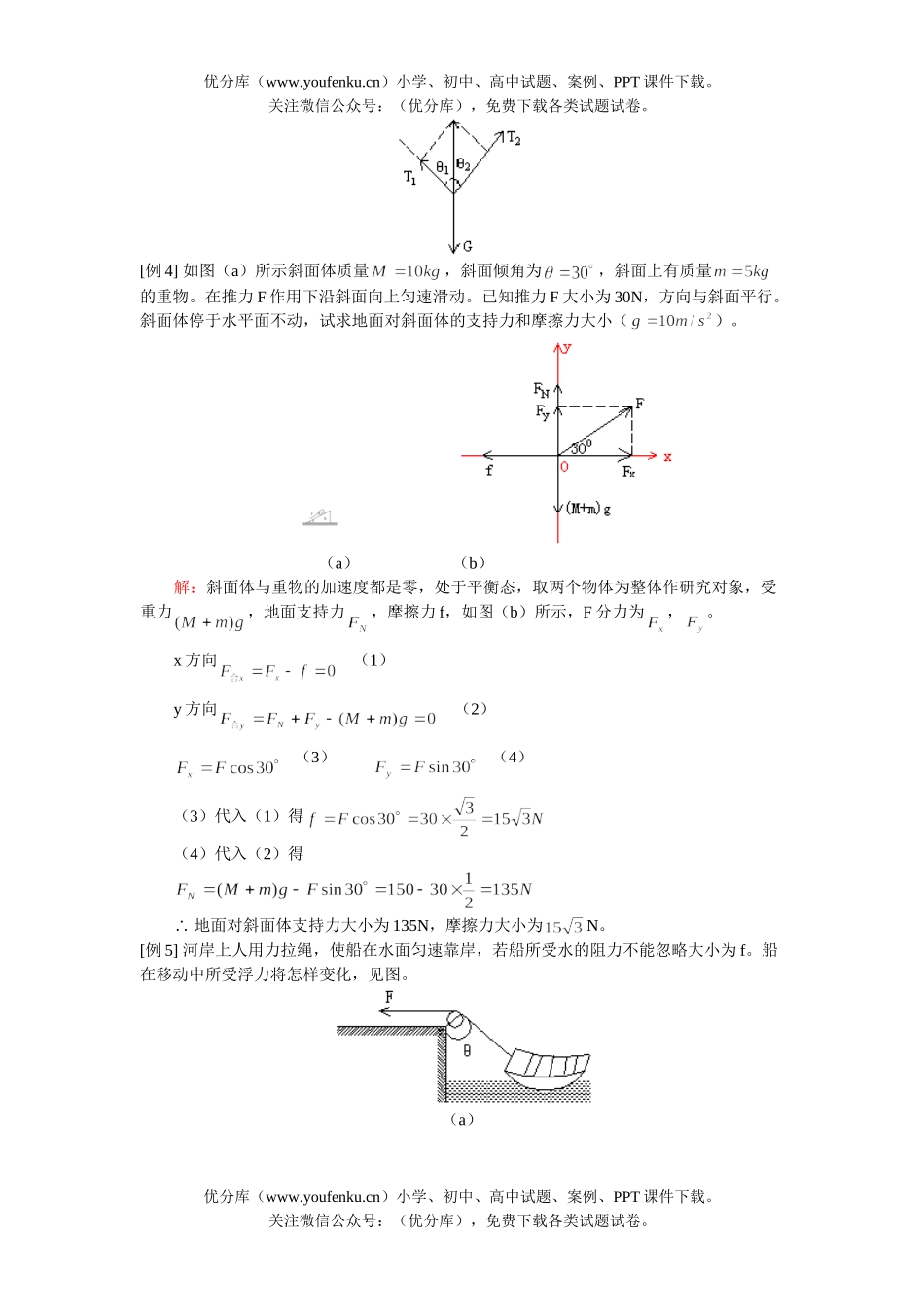 高中一年级物理共点力作用物体的平衡试卷_第3页