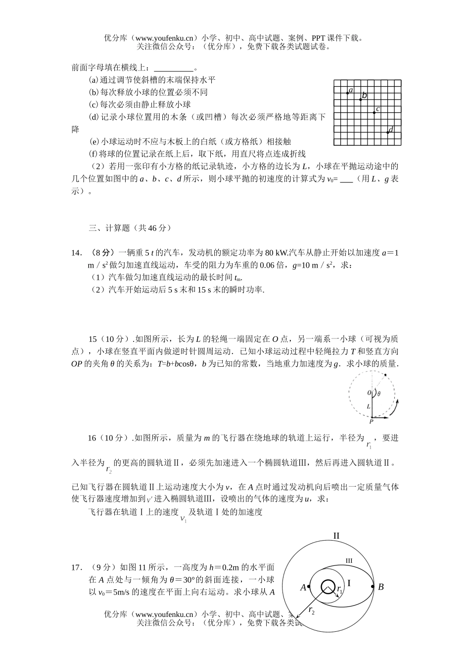 高中一年级物理下学期半期试卷_第3页