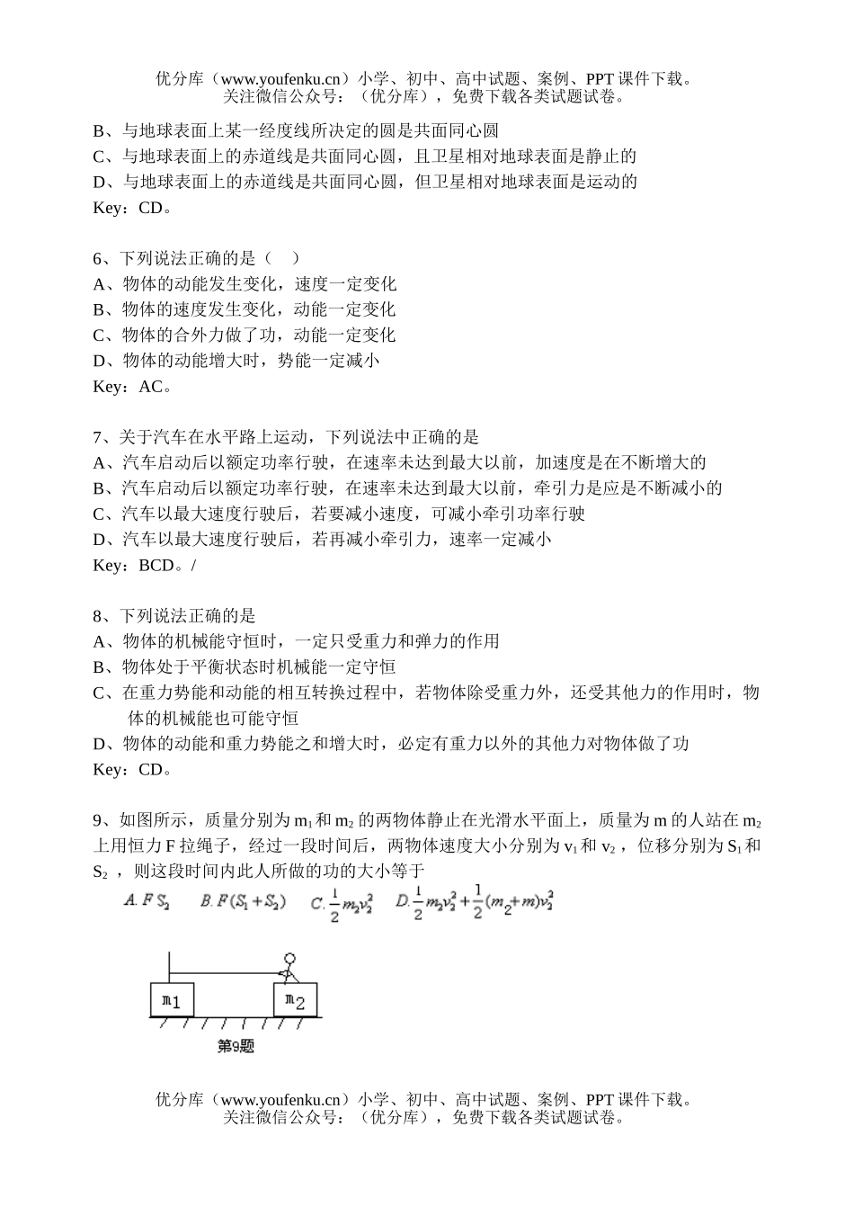 高中一年级物理江苏省苏州中学第二学期期中考试卷_第2页