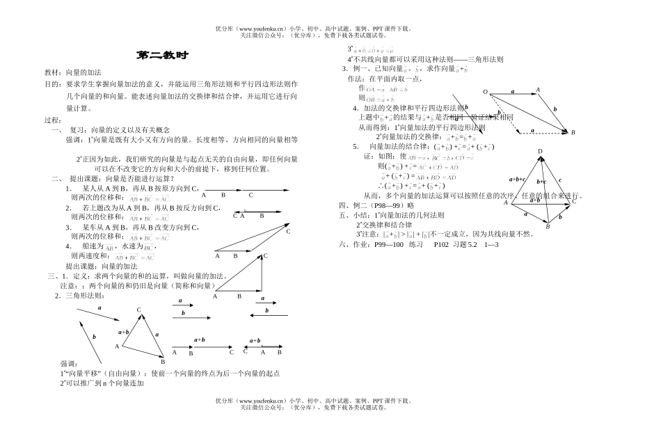 高中一年级数学向量的加法试卷_第1页