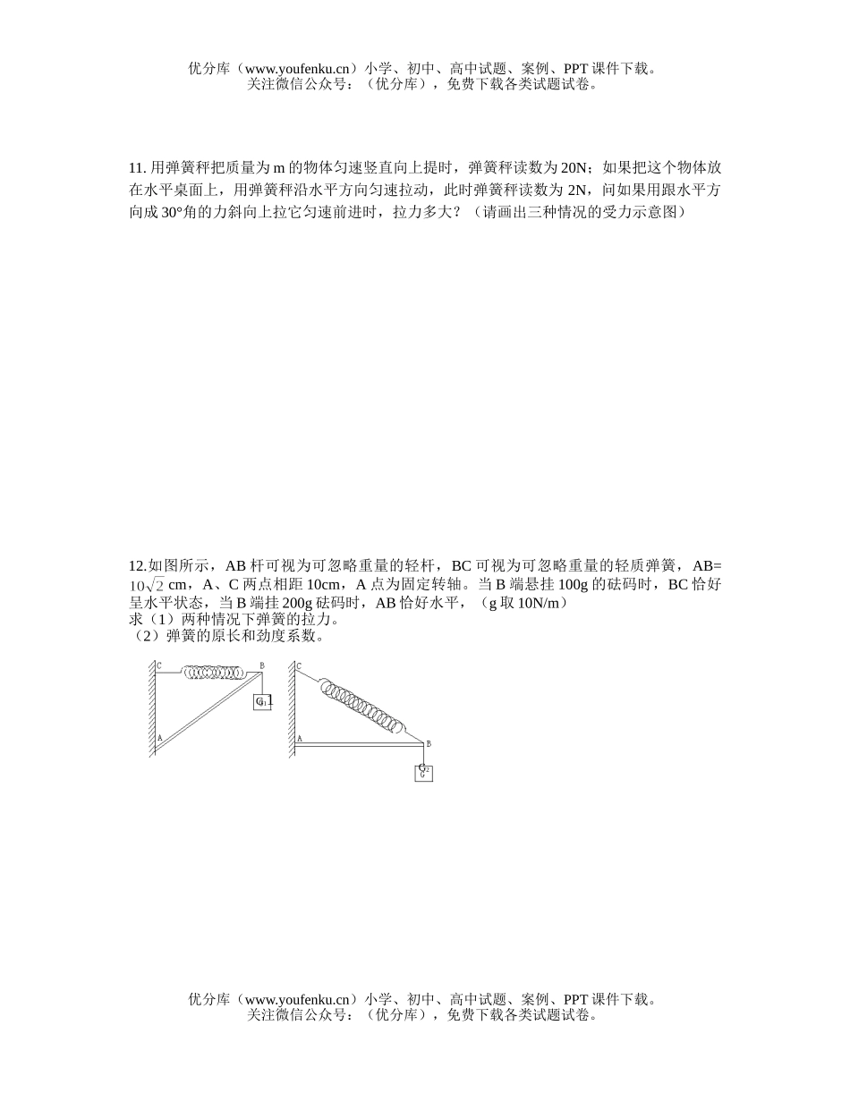 高中一年级物理力 物体的平衡试卷_第3页