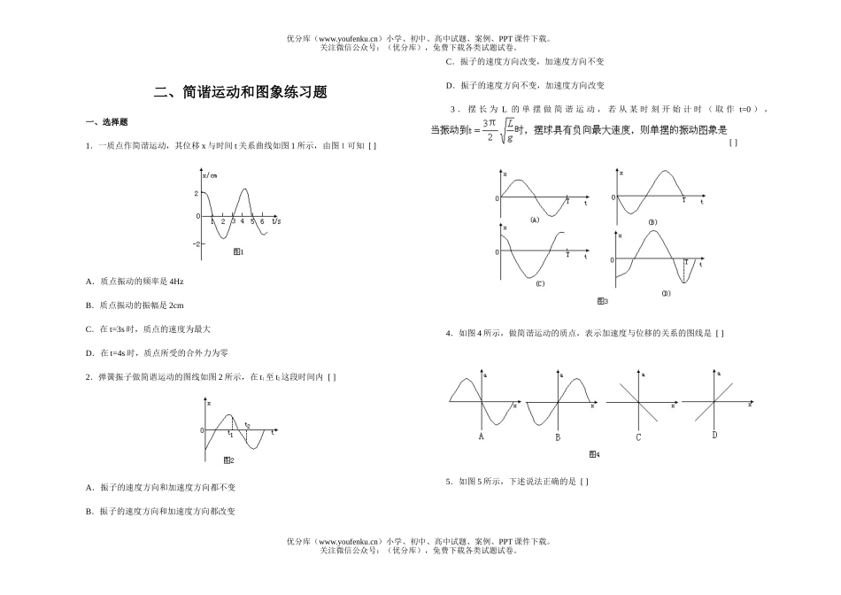 高中一年级物理简谐运动和图象练习题试卷_第1页
