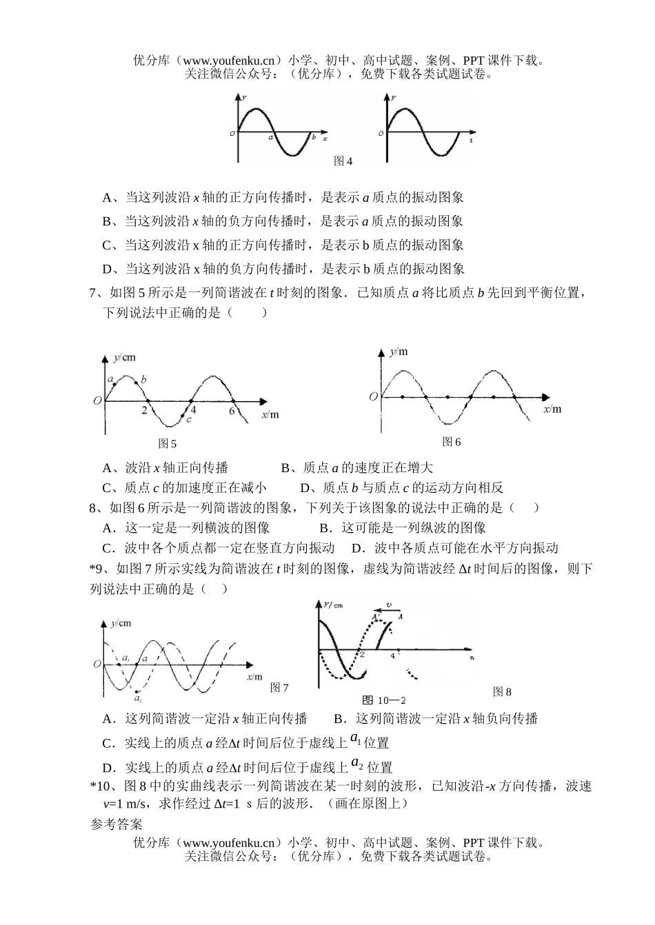 高中一年级物理波的图象练习试卷_第2页
