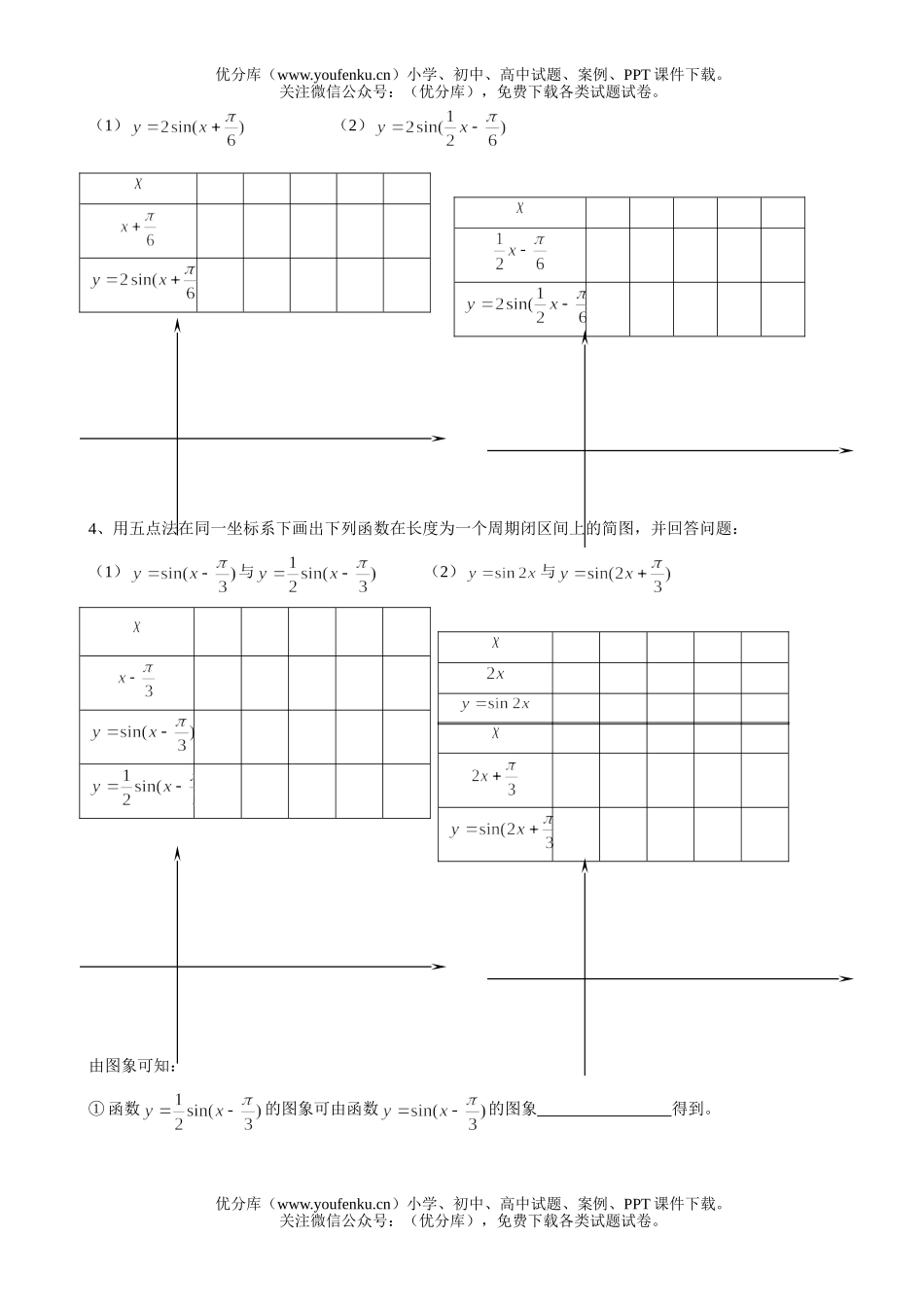 高中一年级数学正弦型图象(一)试卷_第2页