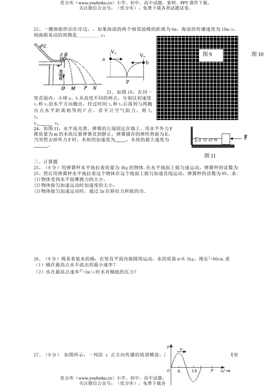 高中一年级物理第二学期期末复习卷4试卷_第3页